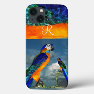HYPER PARROTS /BLUE ARA MONOGRAM iPhone 13 CASE