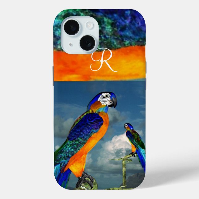 HYPER PARROTS /BLUE ARA MONOGRAM Case-Mate iPhone CASE (Back)