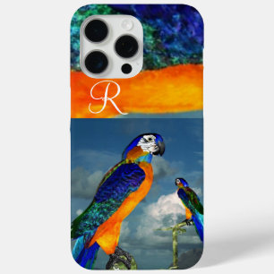 HYPER PARROTS /BLUE ARA MONOGRAM iPhone 15 PRO MAX CASE