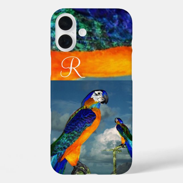 HYPER PARROTS /BLUE ARA MONOGRAM Case-Mate iPhone CASE (Back)