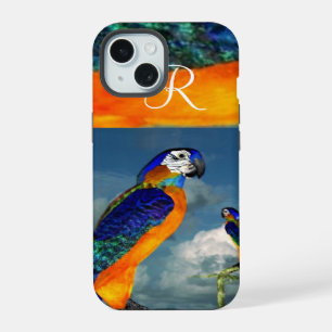 HYPER PARROTS /BLUE ARA MONOGRAM iPhone 15 CASE