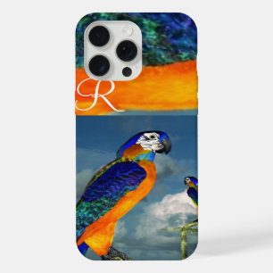 HYPER PARROTS /BLUE ARA MONOGRAM iPhone 15 PRO MAX CASE