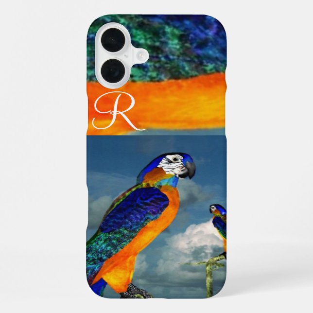 HYPER PARROTS /BLUE ARA MONOGRAM iPhone CASE (Back)
