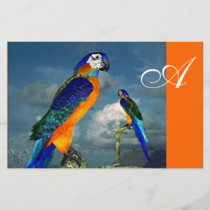 HYPER PARROTS / BLUE ARA  MONOGRAM, orange Stationery