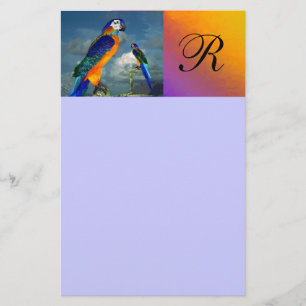 HYPER PARROTS / BLUE ARA  MONOGRAM STATIONERY