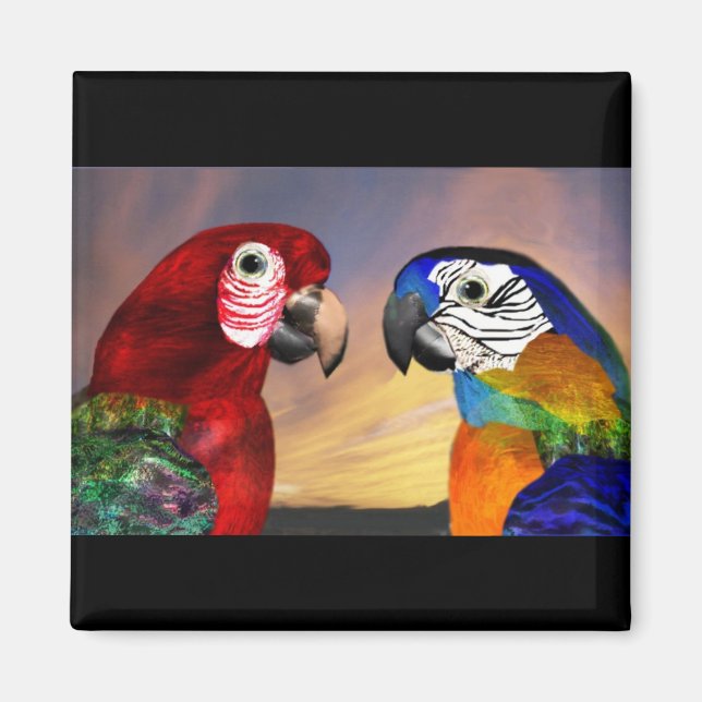 HYPER PARROTS /RED AND BLUE ARA MAGNET (Front)