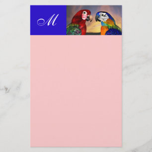 HYPER PARROTS / RED AND BLUE ARA MONOGRAM pink Stationery