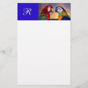 HYPER PARROTS / RED AND BLUE ARA  MONOGRAM STATIONERY