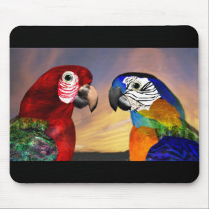 HYPER PARROTS /RED AND BLUE ARA MOUSE PAD