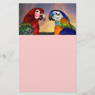 HYPER PARROTS / RED AND BLUE ARA ,pink Stationery