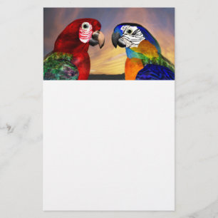 HYPER PARROTS / RED AND BLUE ARA ,white Stationery