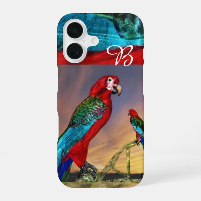 HYPER PARROTS / RED ARA MONOGRAM iPhone 16 CASE (Back)