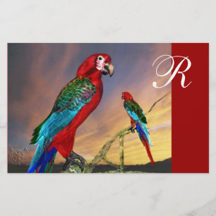 HYPER PARROTS / RED ARA  MONOGRAM STATIONERY