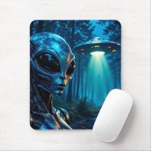 Hyper Realistic Alien and UFO in the Forest