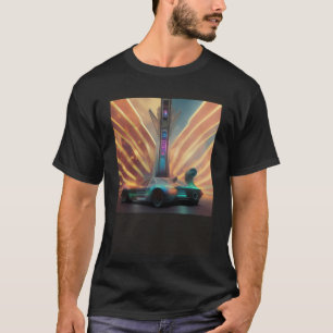 Hyper Sports Car Race Shining Light Down Rays Vibr T-Shirt