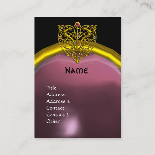 HYPER VALENTINE  AMETHYST MONOGRAM  yellow purple Business Card (Front)