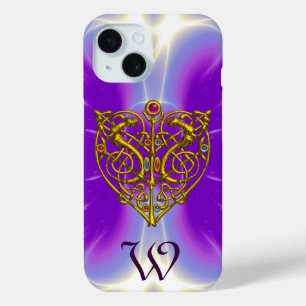 HYPER VALENTINE GOLD CELTIC HEART MONOGRAM Purple iPhone 15 Case
