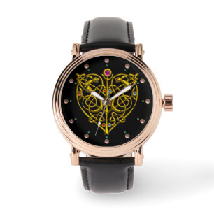 HYPER VALENTINE,GOLD CELTIC KNOTS HEART Black Watch