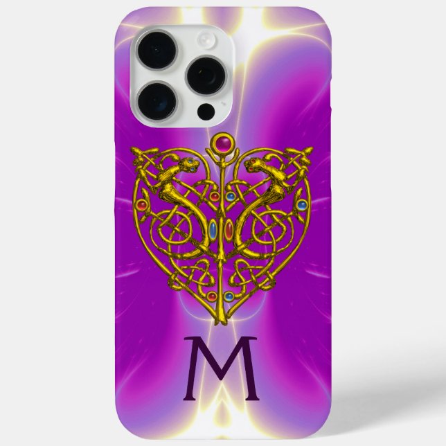 HYPER VALENTINE HEART MONOGRAM Pink Fuchsia Purple Case-Mate iPhone Case (Back)