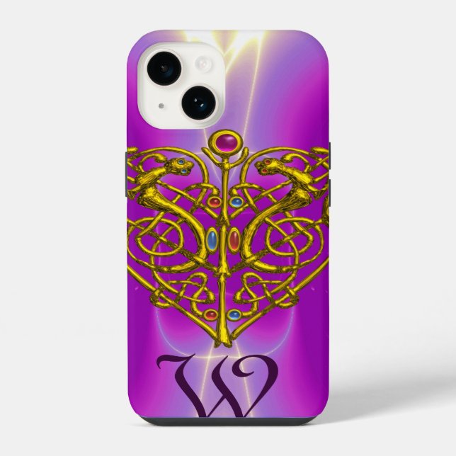HYPER VALENTINE MONOGRAM  Pink Fuchsia Purple iPhone Case (Back)