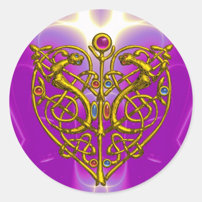 HYPER VALENTINE   Pink Fuchsia Purple Classic Round Sticker (Front)