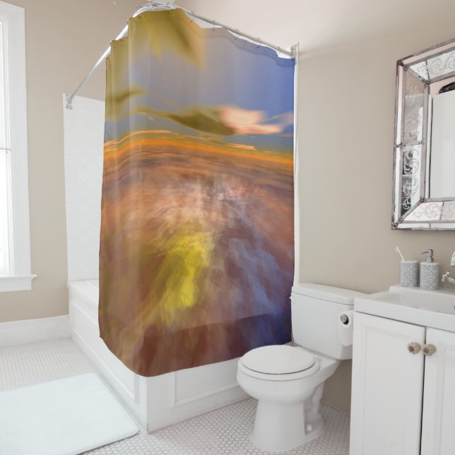 HYPERION WORLD, ALIEN SEASCAPE SKY ,CLOUDS Sci-Fi Shower Curtain (In Situ)