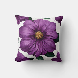 Hyperrealistic Purple Flower Illustration Cushion