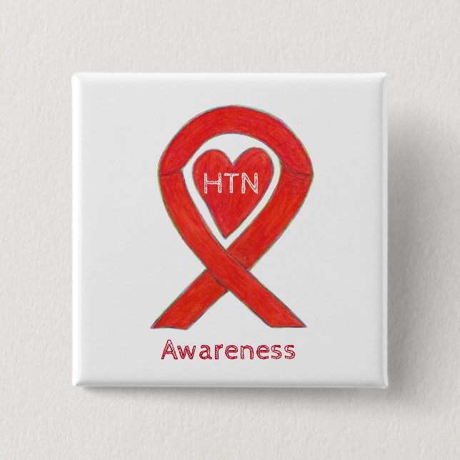 Hypertension (HTN) Awareness Heart Ribbon Pin (Front)
