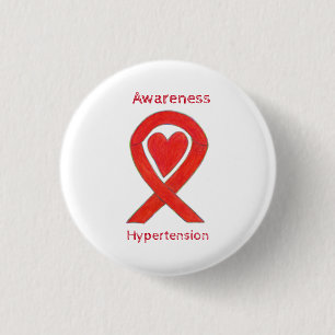Hypertension (HTN) Awareness Red Heart Ribbon Pin