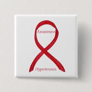 Hypertension (HTN) Awareness Red Ribbon Custom Pin