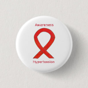 Hypertension (HTN) Awareness Red Ribbon Custom Pin