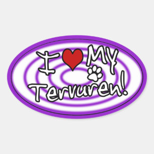 Hypno Purple I Love my Tervuren Oval Sticker