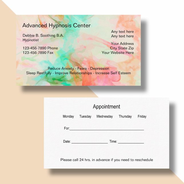 Hypnosis Mental Health Appointment Business Cards (Creator Uploaded)