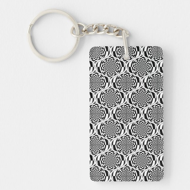 Hypnosis Pattern black white + your ideas Key Ring (Front)