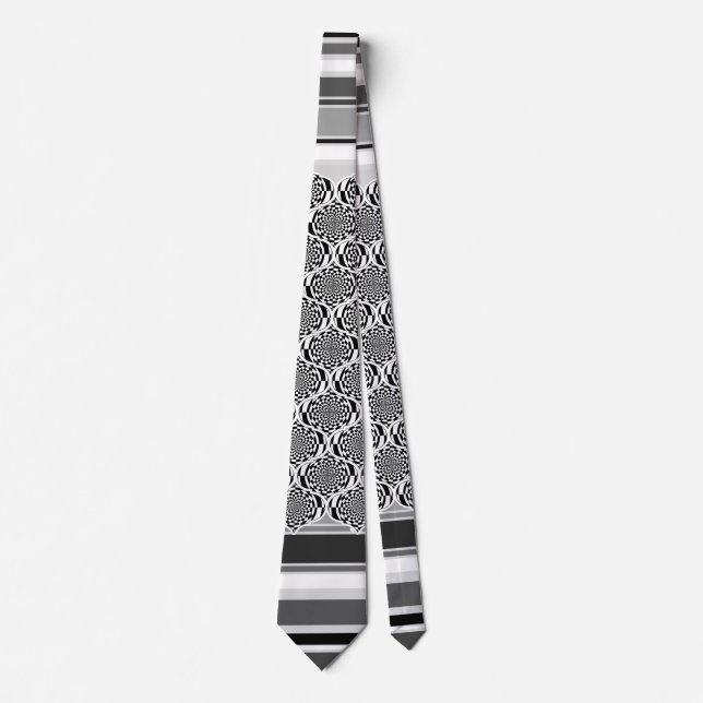 Hypnosis Stripes Pattern black & white + your idea Tie (Front)