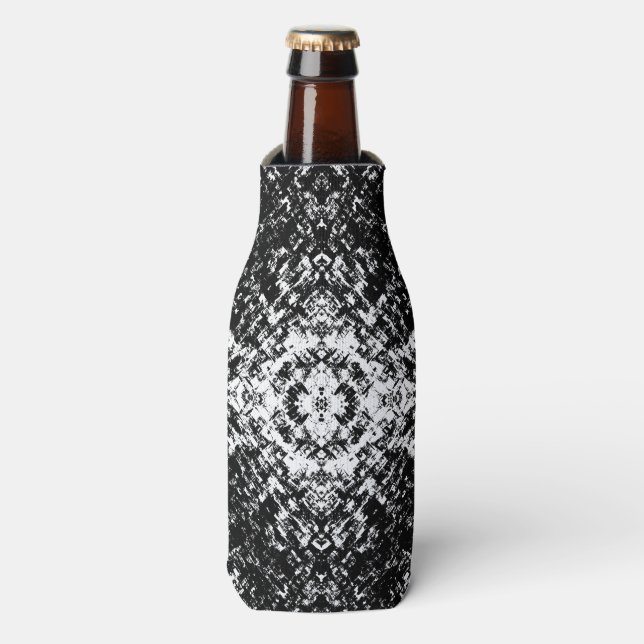 Hypnotic Abstract Black And White Modern Art Bottle Cooler (Bottle Front)