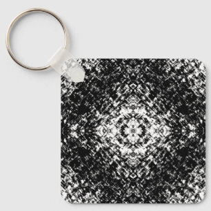 Hypnotic Abstract Black And White Modern Art Key Ring