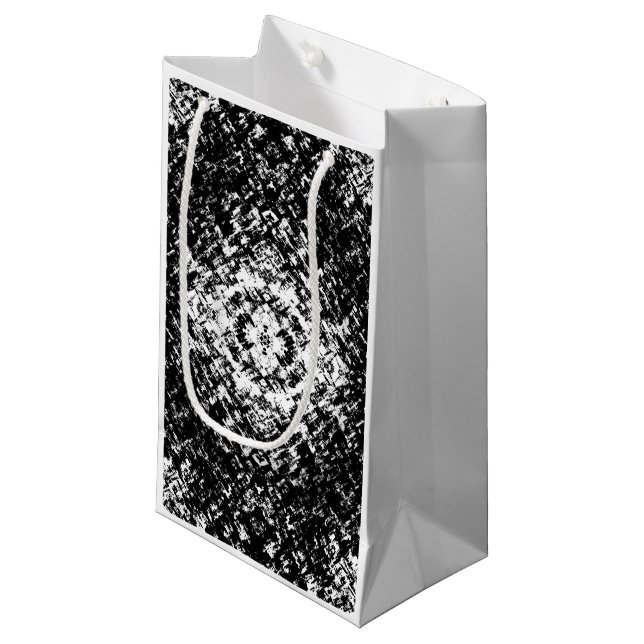 Hypnotic Abstract Black And White Modern Art Small Gift Bag (Front Angled)