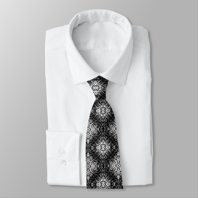 Hypnotic Abstract Black And White Modern Art Tie (Tied)