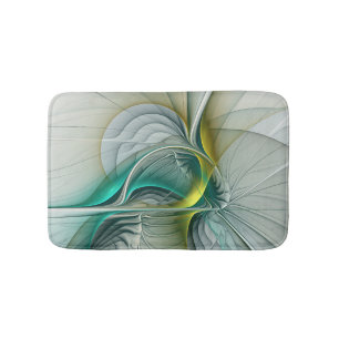 Hypnotic Abstract Golden Turquoise Teal Fractal Bath Mat