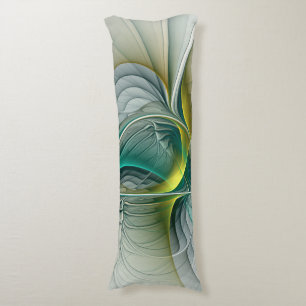 Hypnotic Abstract Golden Turquoise Teal Fractal Body Cushion