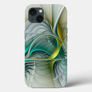 Hypnotic Abstract Golden Turquoise Teal Fractal iPhone 13 Case