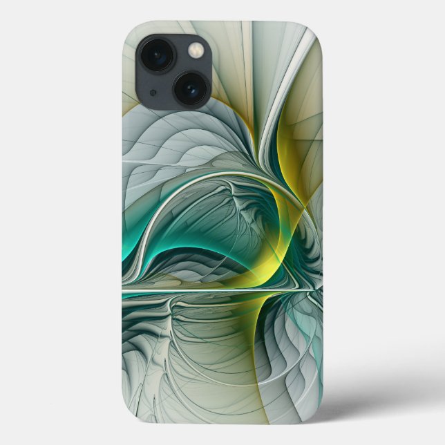 Hypnotic Abstract Golden Turquoise Teal Fractal Case-Mate iPhone Case (Back)
