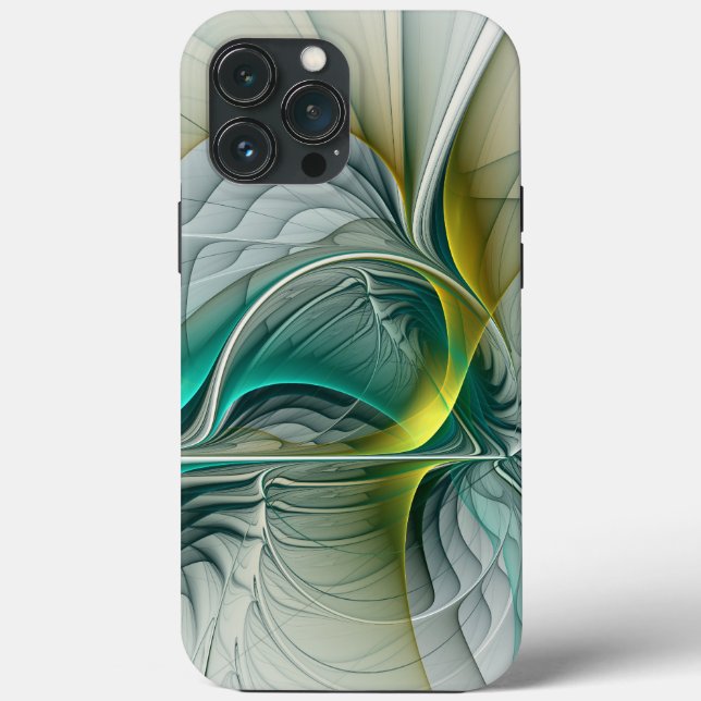Hypnotic Abstract Golden Turquoise Teal Fractal Case-Mate iPhone Case (Back)