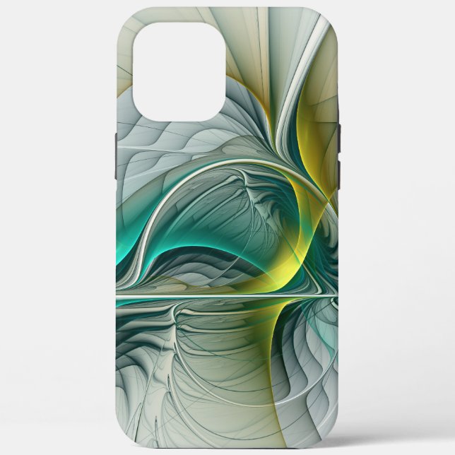 Hypnotic Abstract Golden Turquoise Teal Fractal Case-Mate iPhone Case (Back)