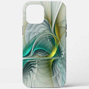 Hypnotic Abstract Golden Turquoise Teal Fractal iPhone 12 Pro Max Case