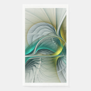 Hypnotic Abstract Golden Turquoise Teal Fractal Napkin
