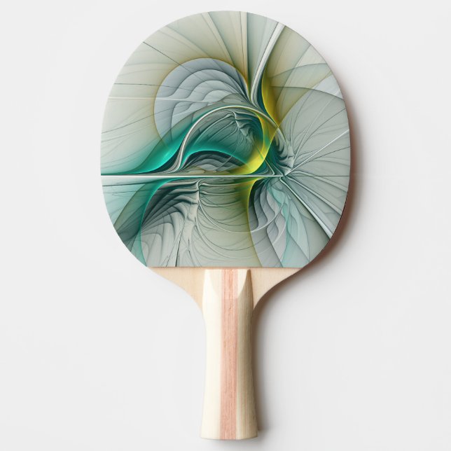 Hypnotic Abstract Golden Turquoise Teal Fractal Ping Pong Paddle (Front)