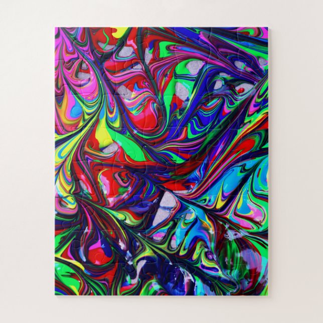 Hypnotic Abstract Rainbow Paint Swirls Jigsaw Puzzle (Vertical)