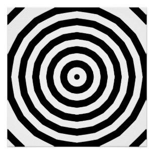 Hypnotic Black and White Circle Pattern Poster